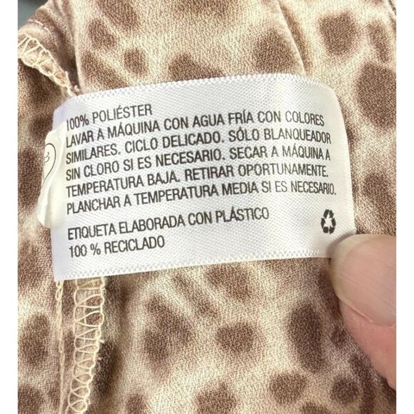 A New Day Women Leopard Print Mini Dress Large Swing Ruffle Boho V-Neck - Picture 10 of 11